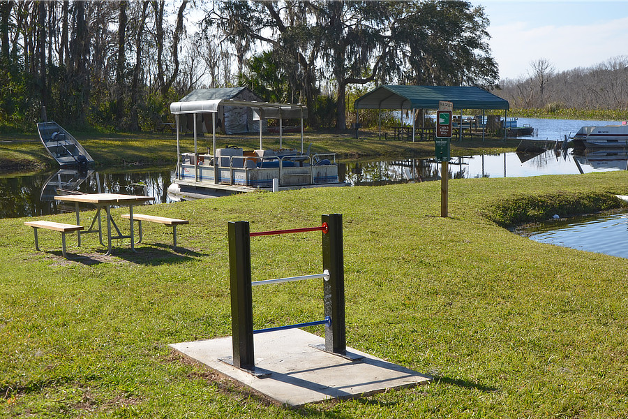 Fountain and campsite patio